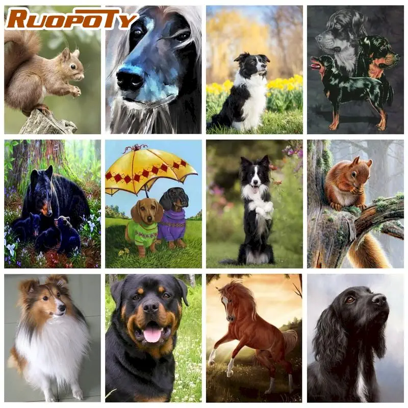 

RUOPOTY 5D DIY Diamond Painting Animals Cross Stitch Mosaic Diamond Embroidery Craft Kit Home Decor Unique Gift