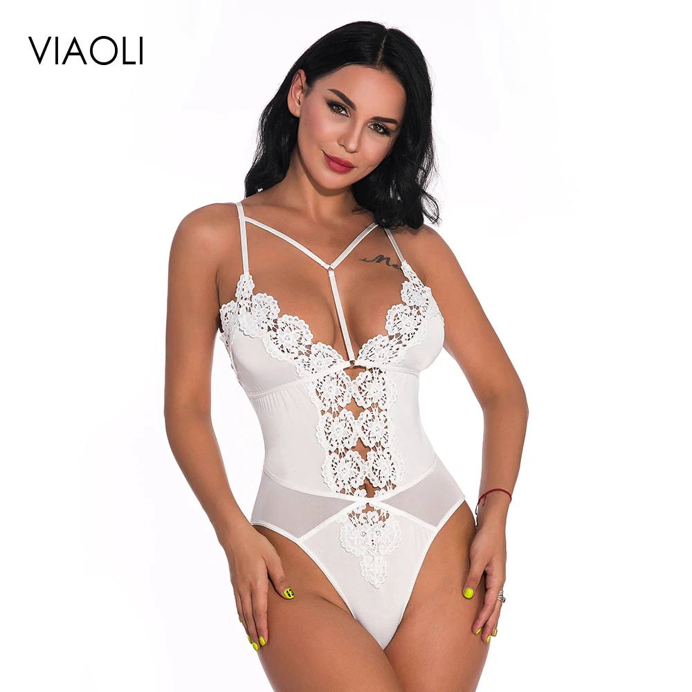 

Deep V-neck Lacy Bra Sexy Open Sexy Lingeries Women's Intimates Underwear Embroidery Underwire One-piece Sexy Lingerie Bodysuit