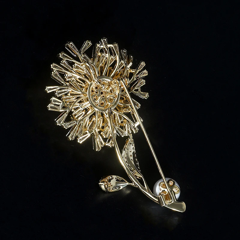 YYSuniee броши с кубическим цирконием и стразами в виде одуванчика для женщин брошь
