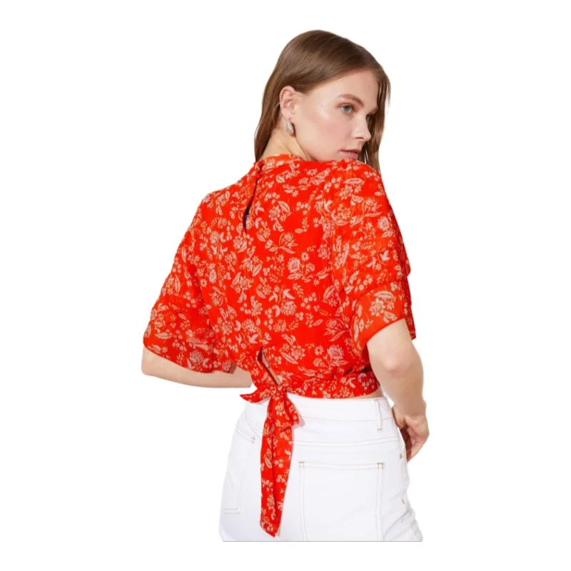 Trendyol TYZA Женская блузка стандартного кроя тканые повседневные рубашки и блузки с