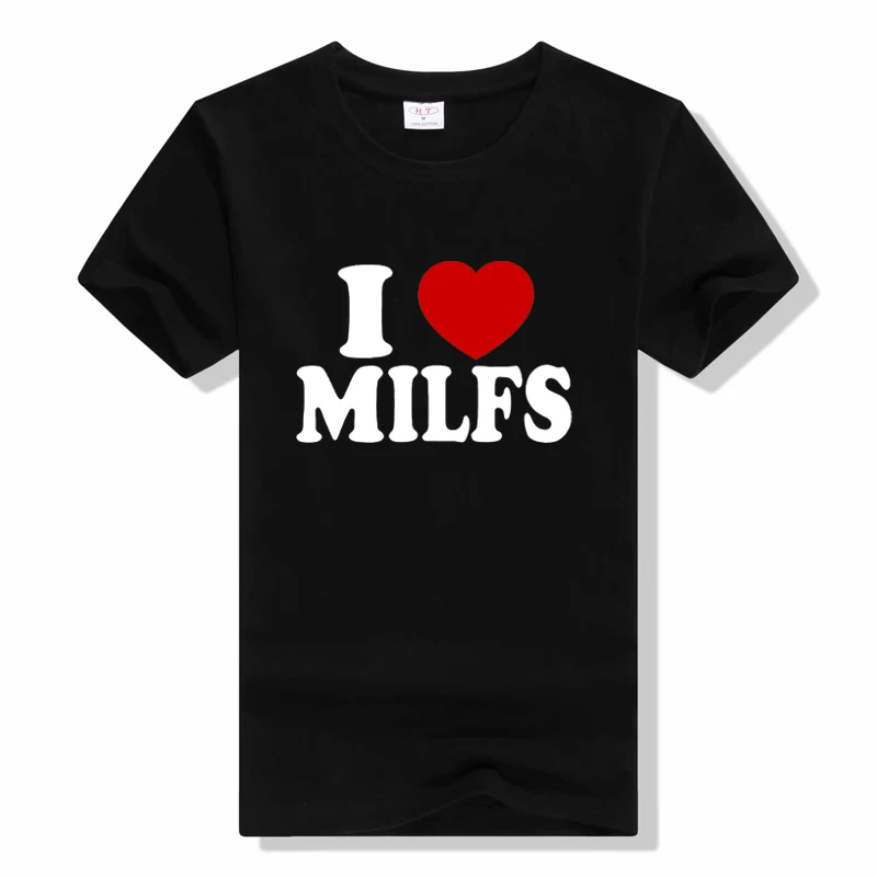 

Женская хлопковая Футболка с принтом «I Love MILFS I Heart»