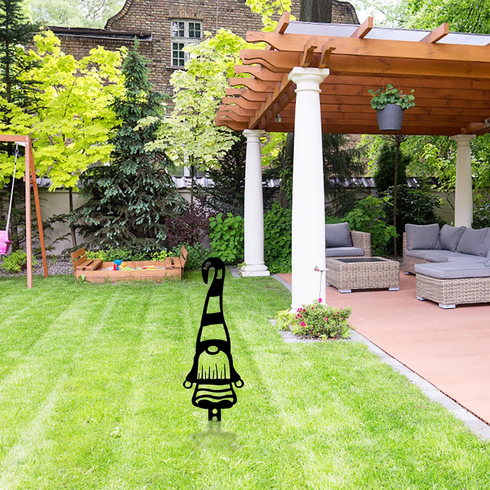 

Ландшафтная ткань, пластиковое украшение, гном, домашнее искусство, двор, колышка, Санта, сад, патио, газон и сад, металлический силуэт, сад