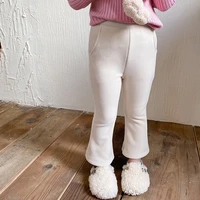 velvet slim flared trousers korean style girls solid color baby girl fashion warm thicken flared pant 1 8y casual pants child