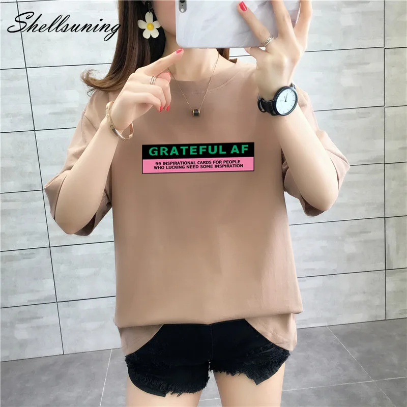 

Shellsuning Summer Geometric Graphic Printed T Shirts Women 2022 Soft Cotton Casual Clothes Woman Loose Plus Size Female Tops
