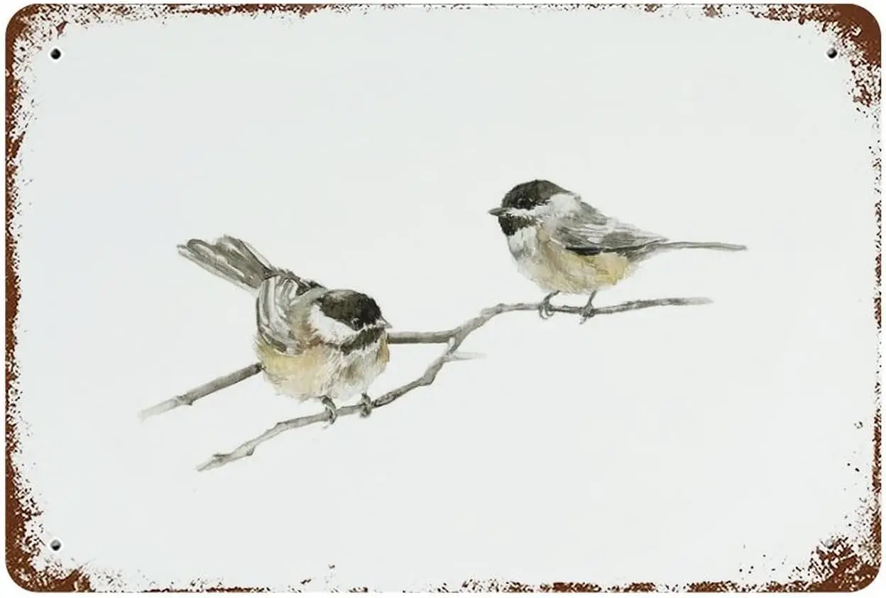 Фото u1,Chickadees Birds, винтажная металлическая табличка, ретро-плакат, винтажные металлические жестяные знаки для женщин и мужчин, садовый настенный декор для дома, ванны №1