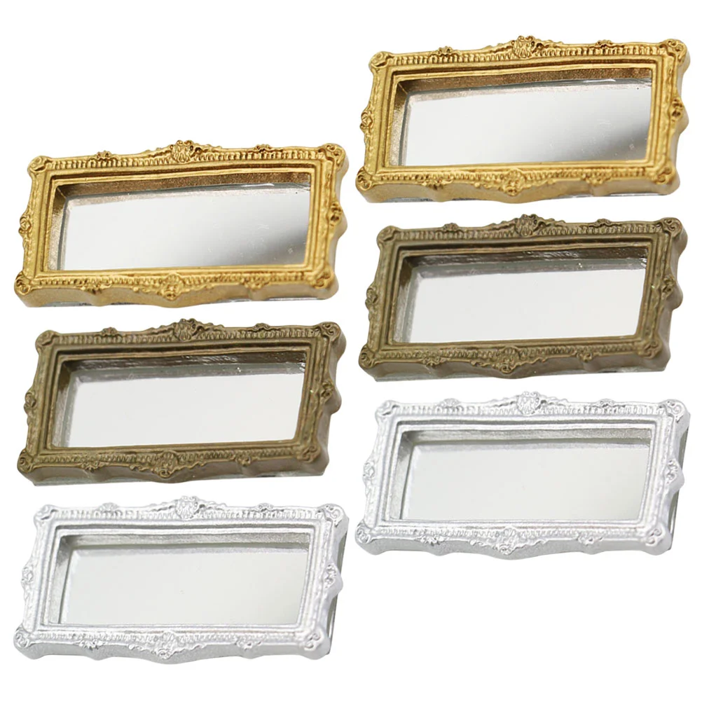 

6 Pcs Mini Toys Kids Resin Miniature Mirrors Accessories House Plaything Child