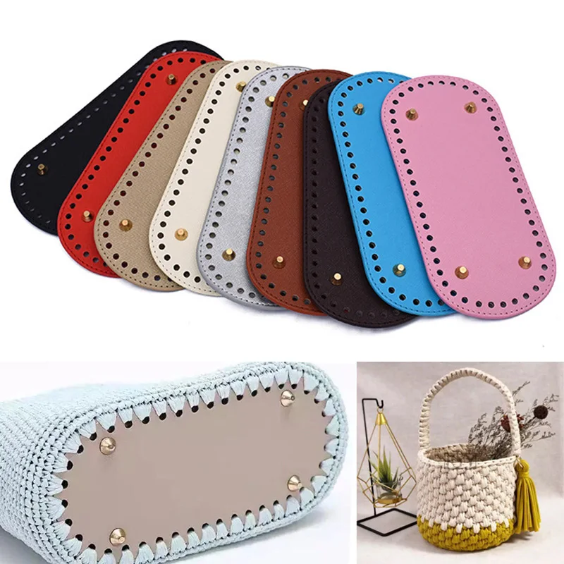 

Long Bottom For Knitted Bag PU Leather Bag Base Handmade Bottom With Holes DIY Crochet Bag Bottom Accessories Durable Strong