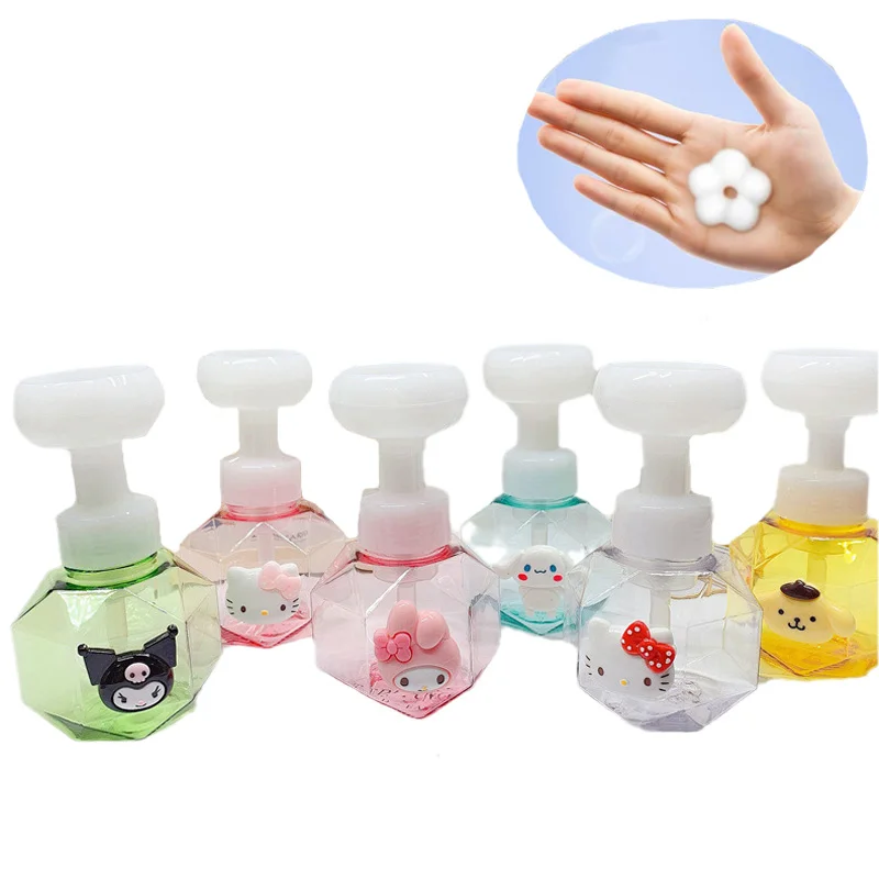 

300Ml Kawaii Sanrioed Anime Cinnamoroll Melody Kuromi Cute Cartoon Palm Flower Foam Hand Sanitizer Bottle Sub-Bottle Girl Gift