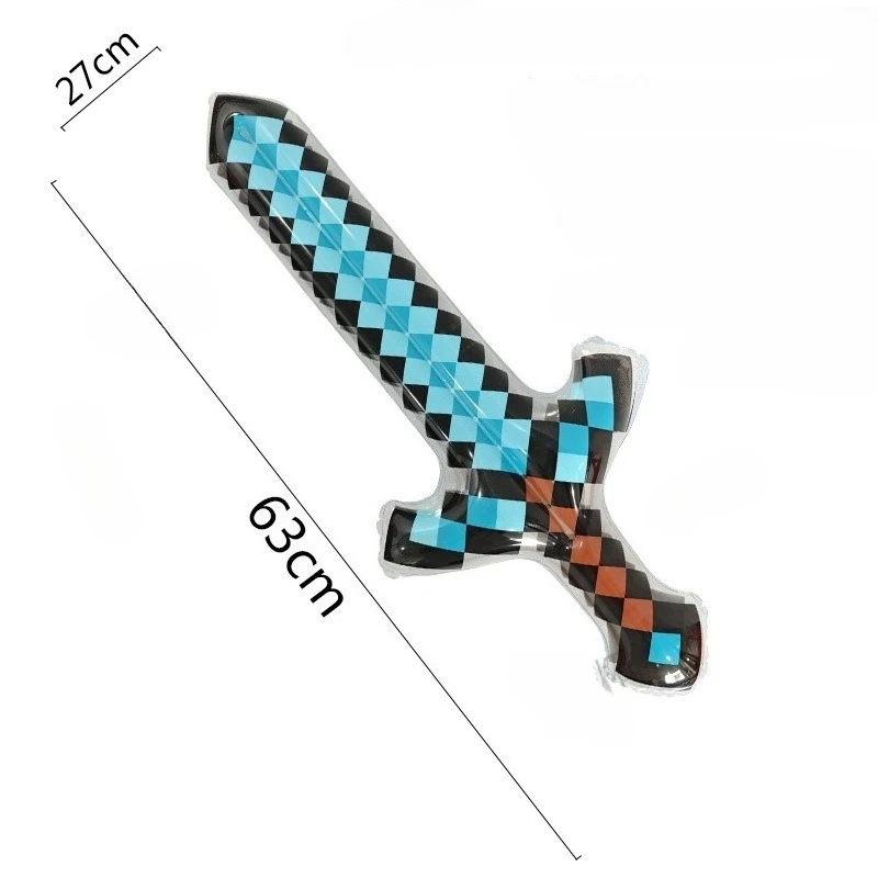 Фото Надувные игрушки-мечи в пиксельном стиле Minecraft: Золотые мечи-игрушки, мечи-самоцветы, товары для домашних игр, рождественские подарки №3