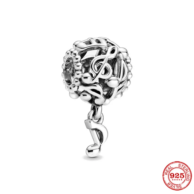 925 Sterling Silver Music Notes Electric Guitar Piano Heart Dangle Charm Bead Fit Original Bracelet DIY Women Jewelry |