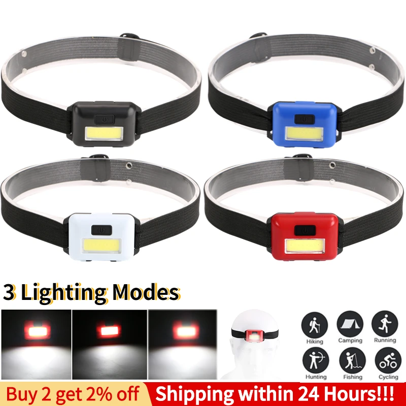

Светодиодный мини-фонарь, портативный Головной фонарь COB, водонепроницаемый Передний фонарь с 3 режимами освещения, уличный налобный фонарь