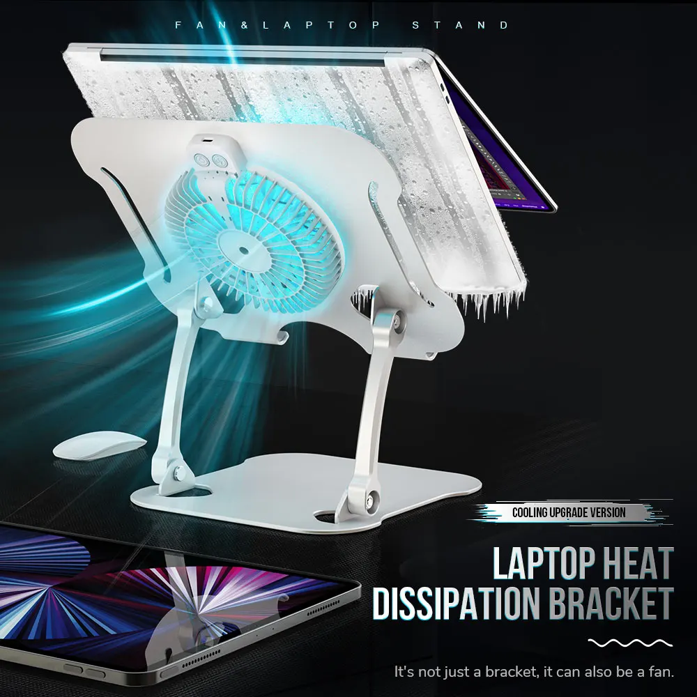 

Foldable Aluminium Laptop Cooling Stand Pad Gaming Laptop Stand Cooler One Fan / USB Port Adjustable for MacBook Huawei Xiaomi