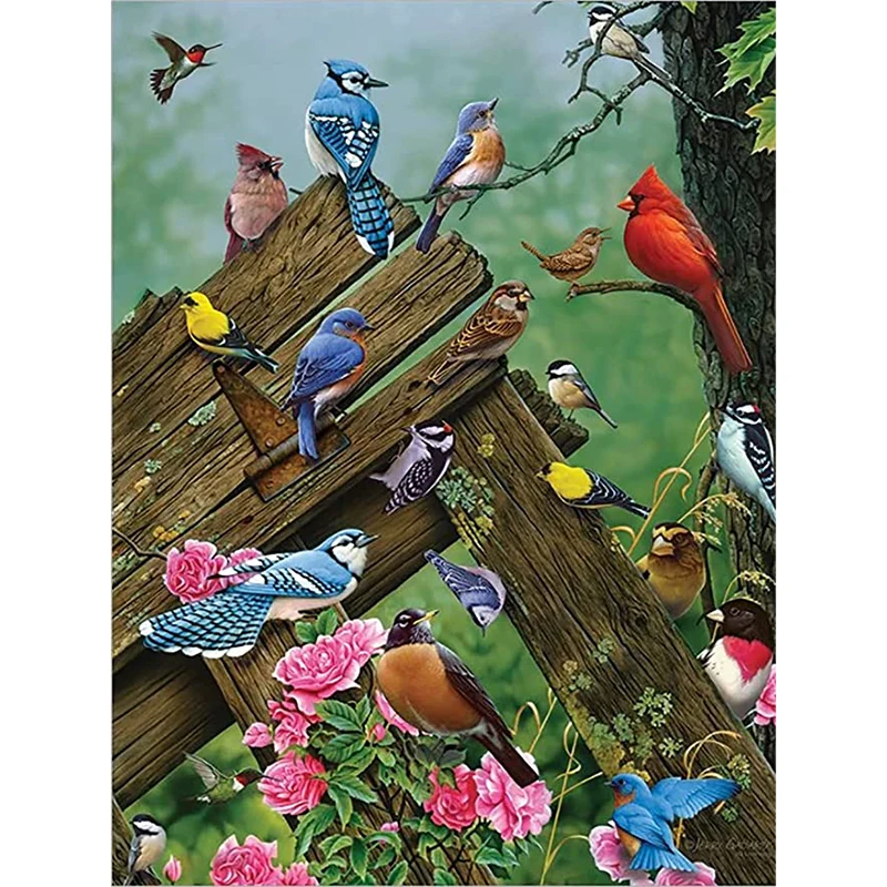 

Birds Flower DIY 5D Diamond Painting Cross Stitch Kits Full Round Drill Rhinestones Mosaic Animal Diamond Embroidery Home Decor