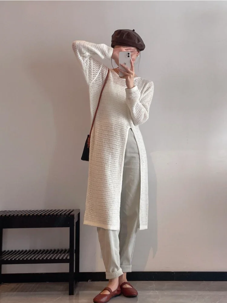 Женский однотонный пуловер с длинными рукавами цвет в ассортименте