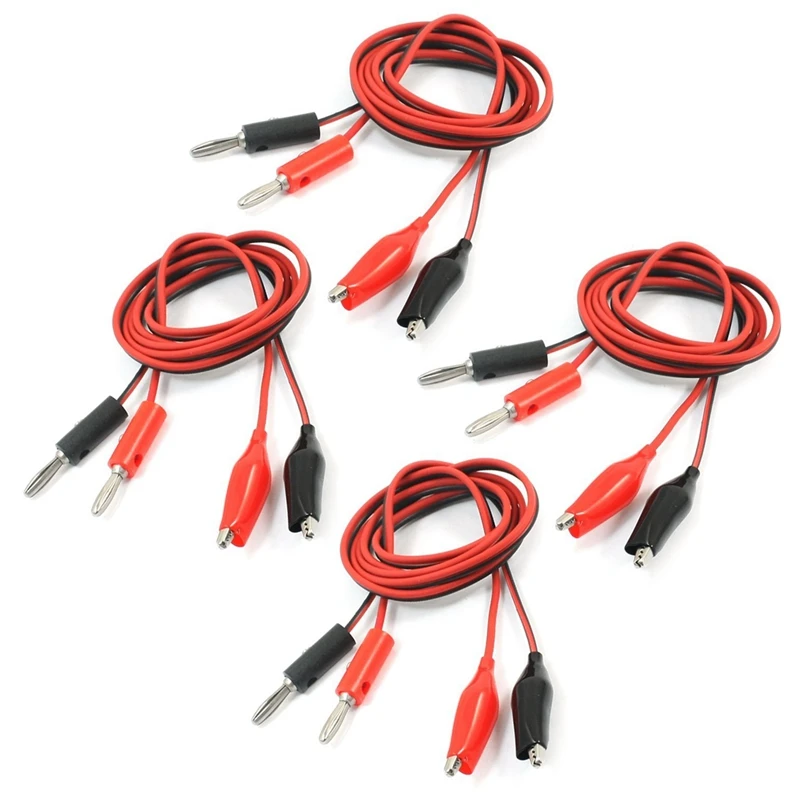 

Retail 8 Pcs Alligator Clip To Banana Plug Multimeter Test Lead Black Red 1M