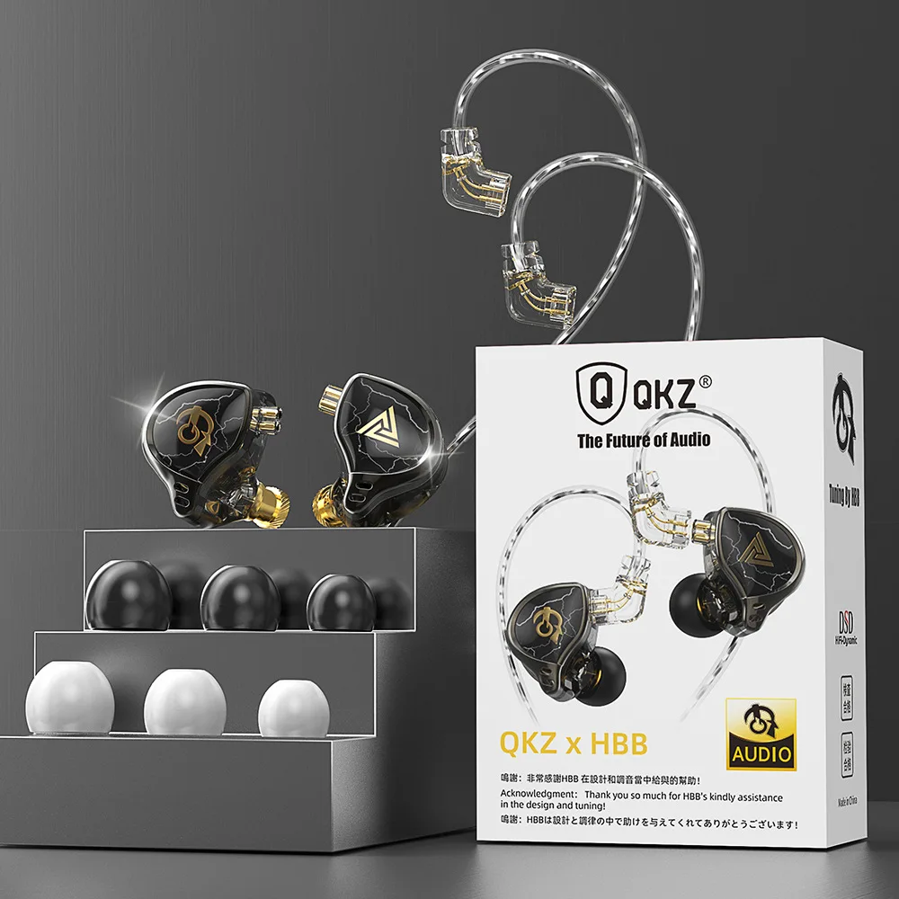 Фото Профессиональные наушники QKZ X HBB с титановой композитной диафрагмой, настройкой звука KOL и высоким разрешением HD. №3