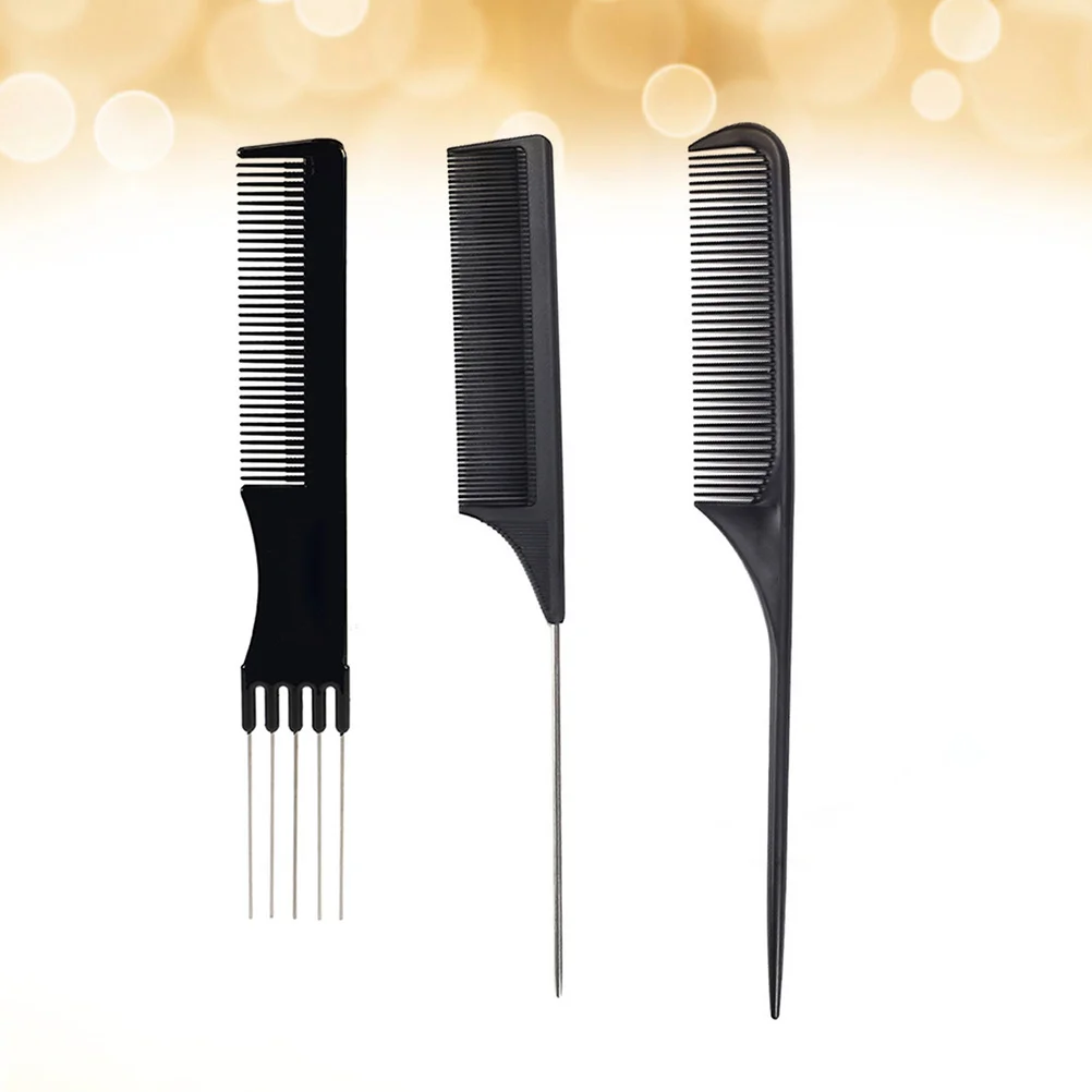 

Comb Hair Combs Metal Teasing Anti Stainless Shearing Prong Lift Resistant Heat Pintail Steel Tail Fiber Carbon Static Pick Wide