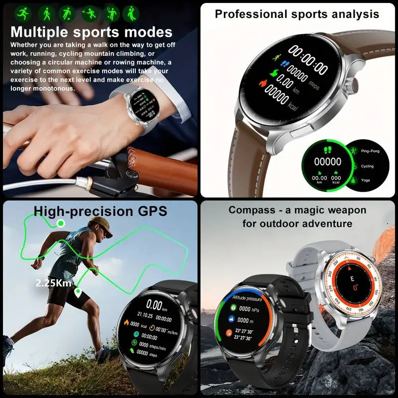 Фото Новые смарт-часы Sapphire 2026 для мужчин: ультра HD AMOLED-экран, GPS, Bluetooth-звонки, NFC, компас, IP68, для бизнеса и фитнеса, совместимость с iOS №2