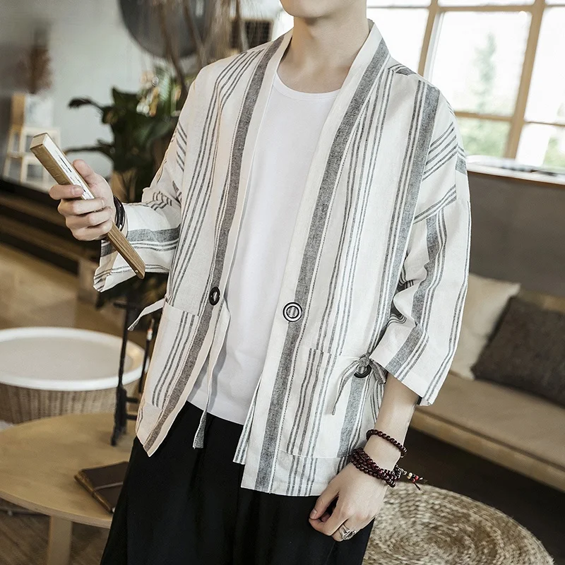 Мужское кимоно в японском стиле уличная одежда Харадзюку Женская юката хаори