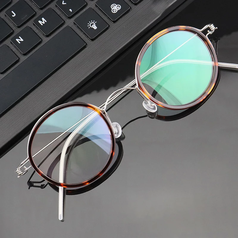 

Titanium Acetate Screwless Eyeglasses Frame Women Retro Round Myopia Optical Korean Glasses for Men Denmark Prescription Eyewear