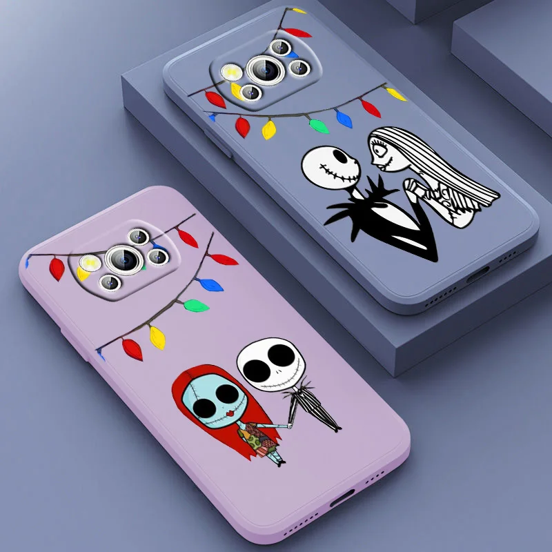 

Christmas Eve Dolls Disney For Xiaomi POCO M5 M4 X4 F4 C40 X3 NFC F3 GT M4 M3 Pro C3 4G 5G Liquid Rope Silicone Phone Case