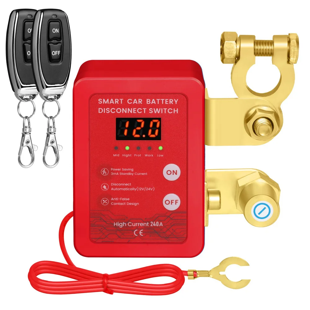 240A Kill Switch 12V Дистанционный выключатель аккумулятора со светодиодным дисплеем
