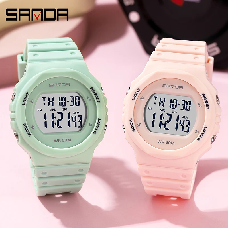 Fashion Dress Sport Watch For Girl Luxury Led Digital Watches Women's Wristwatch Top Brand SANDA Watches Stopwatch Clock 6069 enlarge
