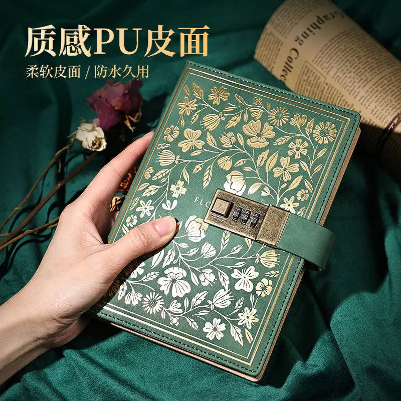 

Advanced Codebook Lockable Diary Creative Simple Exquisite Notebook Girl's Heart High Value Password Lock Notepad