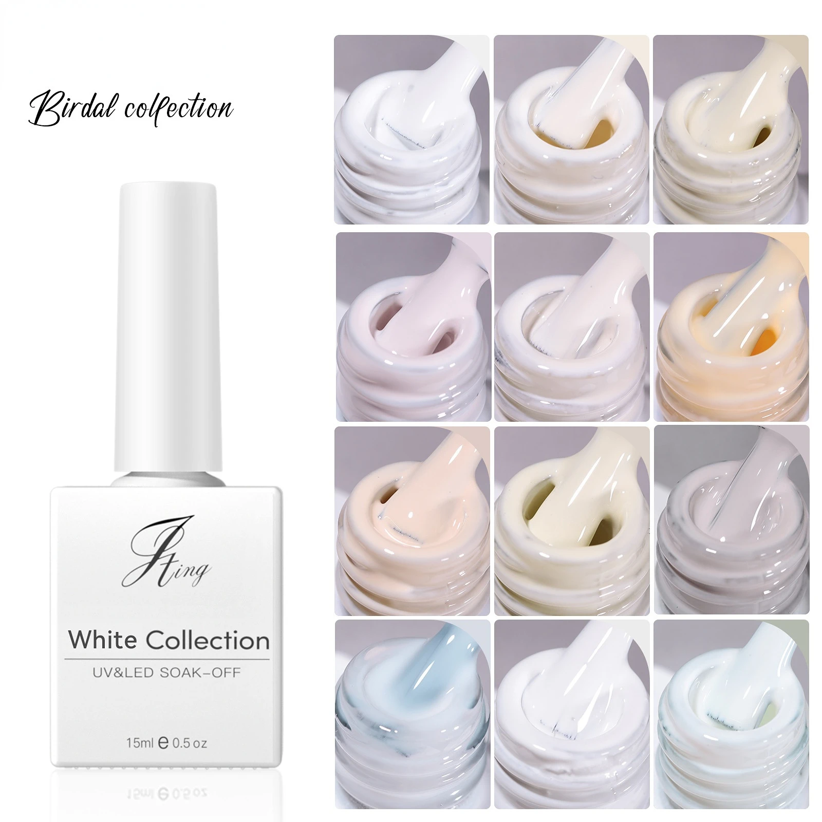 

15ml White Series Gel Nail Polish 12 Colors Professional Salon Nail Art Gel Varnish UV LED Semi Permanent Nail Lacquer 2022