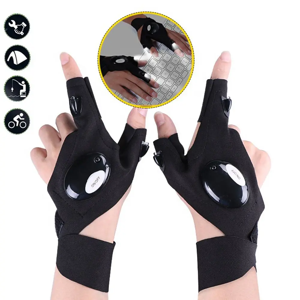 Gants de pêche  éclairage de nuit réglable  lampe de poche LED  équipement d'extérieur  cyclisme