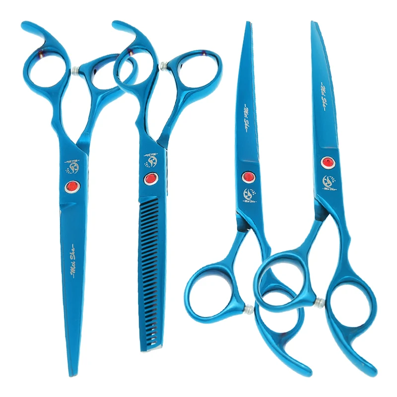 

7 inch Meisha Professional Pet Grooming Scissors Japan Steel Straight Cutting Thinning Curved Shears for Dog Grooming B0023A