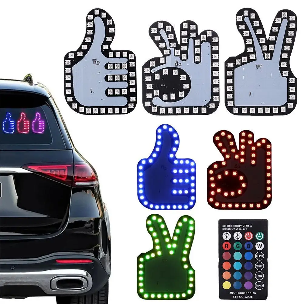 

Забавная наклейка на палец для автомобиля, с дистанционным управлением, дорожные знаки ярости, наклейка на средний жест, светящаяся панель для универсального гоночного окна