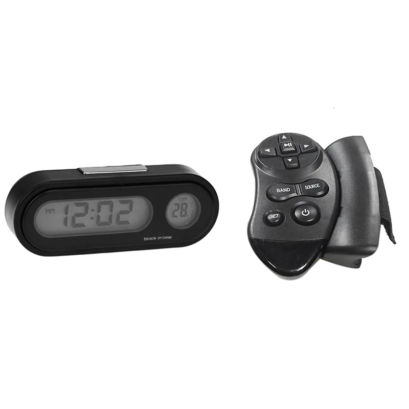 

2-In-1 Auto Car Electronic Clock Luminous Thermometer Led Digital & Universal Car Steering Wheel Remote Control Learning