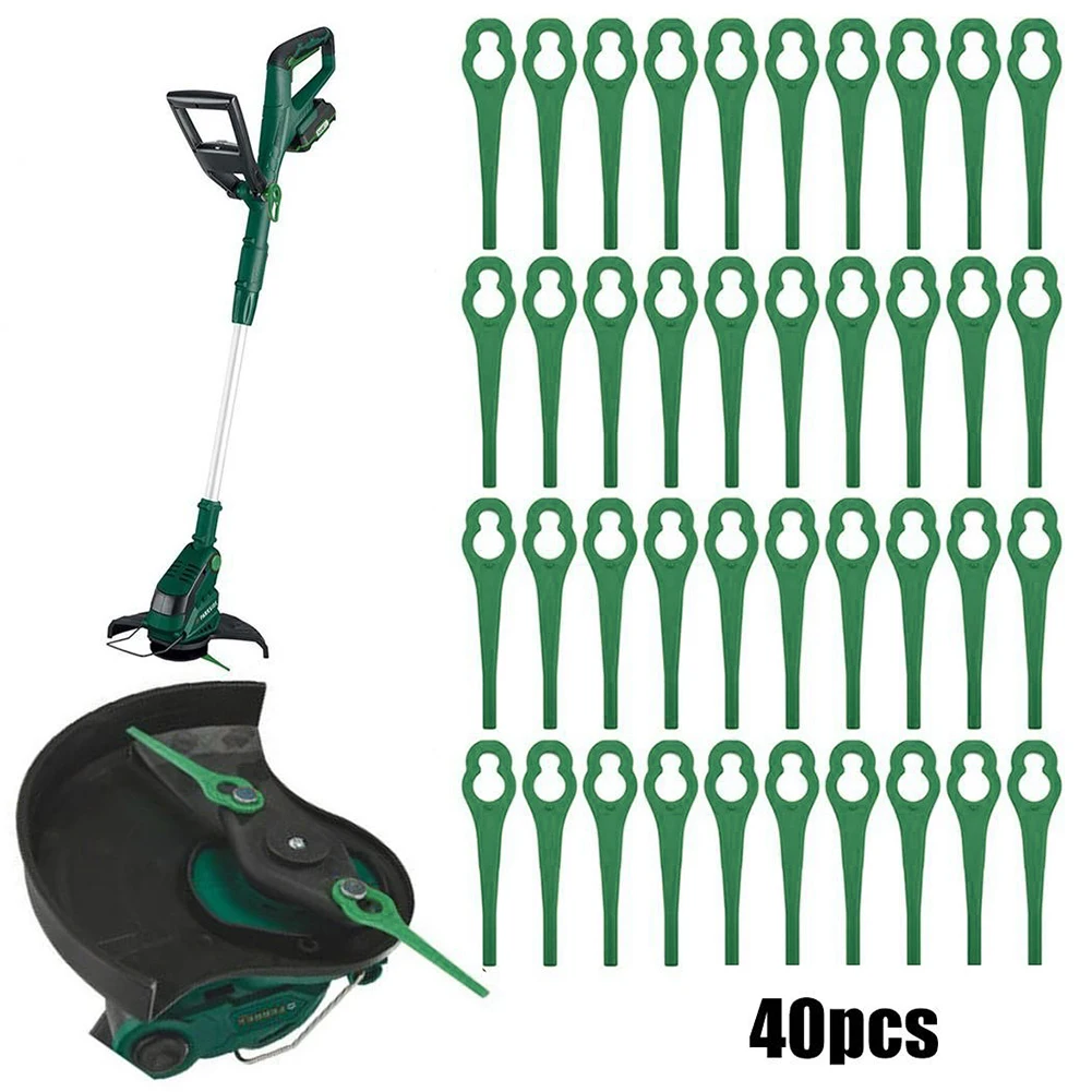 

40pcs Grass String Trimmer Blades Trimmer Plastic Blades Lawn Mower Replacement Trimmer Tool Straight Blade Garden Tools