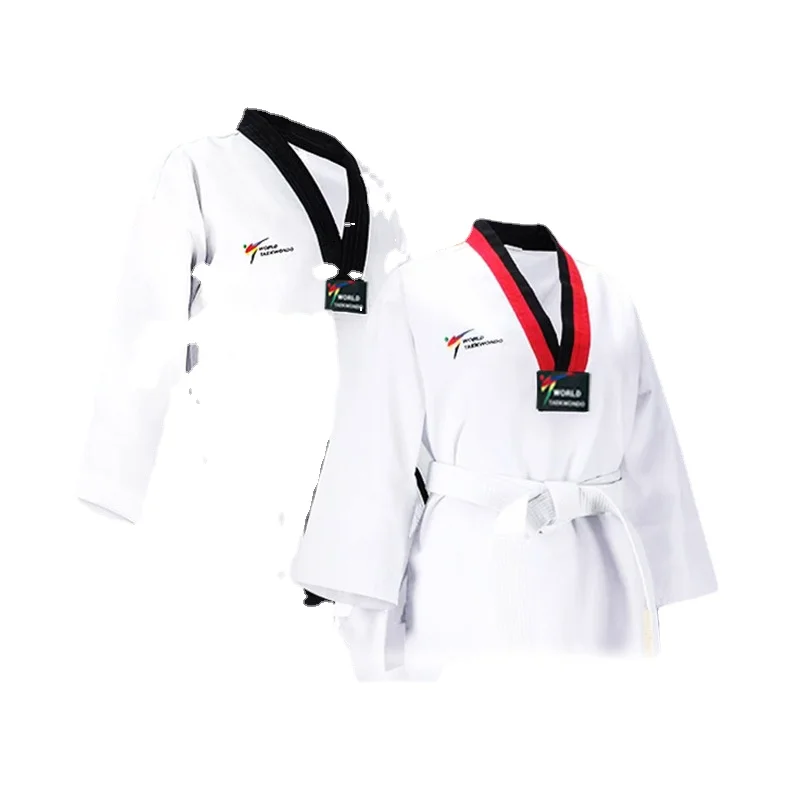 

Taekwondo Clothing Collar White/red Taekwondo Uniform Karate Judo Dobok Clothing for Children and Adults