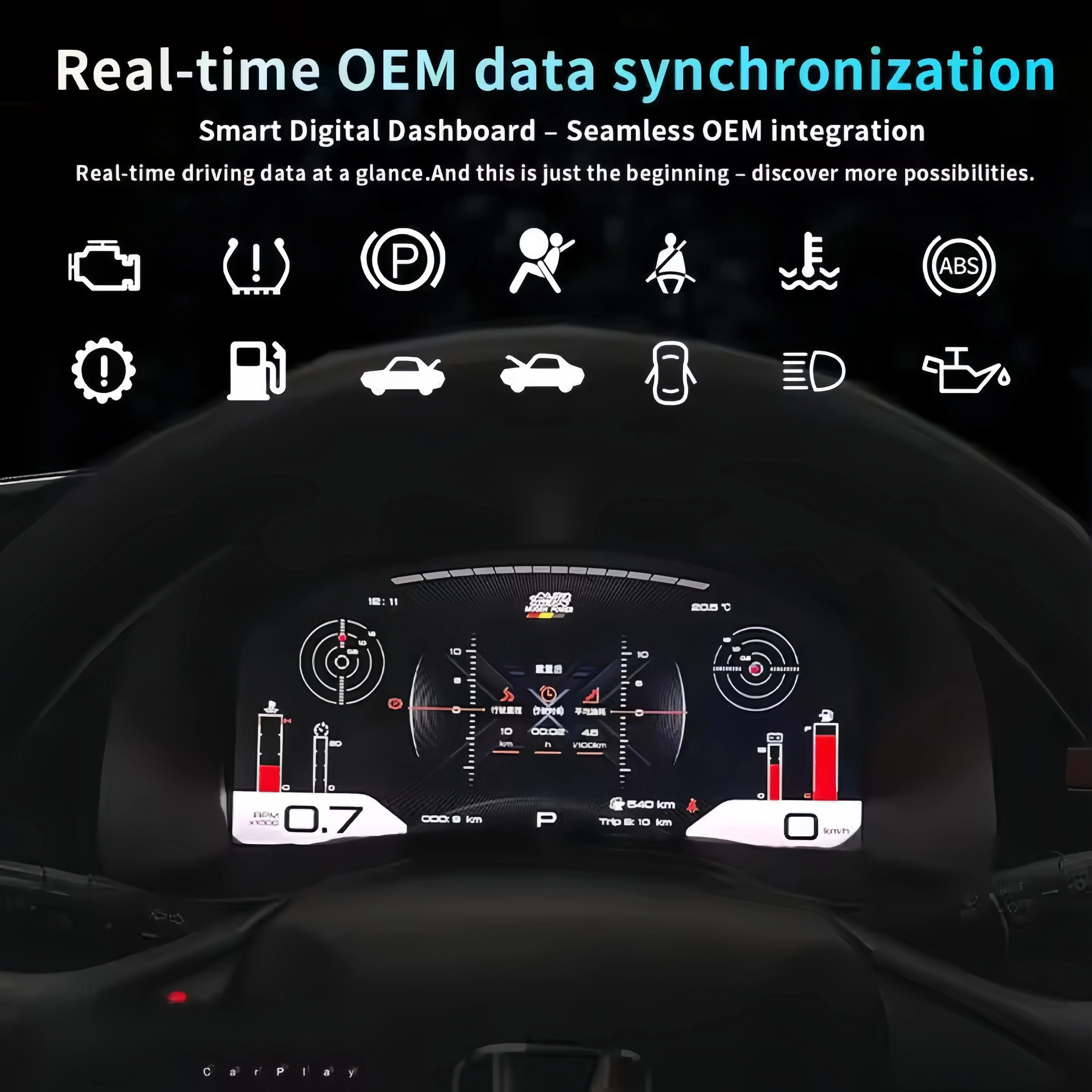 Фото Цифровая приборная панель LCD 12.3'' для Honda Fit JAZZ 2014-2020: Умные датчики, спидометр, панель приборов №4