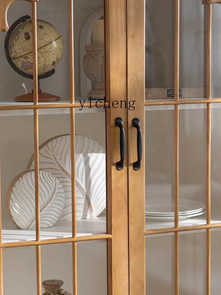 Шкаф винный из массива дерева шкаф со стеклянной дверью в стиле ретро XL