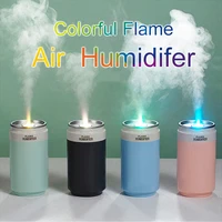 creative cans car air humidifier mini usb aroma diffuser ultrasonic mist maker with colorful flame lamp for home office 2022 new