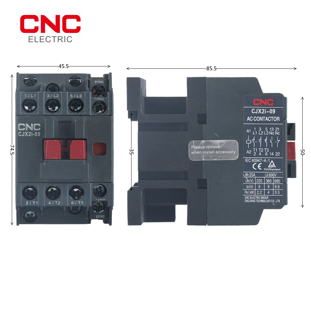 CNC CJX2i/CJX2s контактор переменного тока 3 фазы полюса без NC катушки напряжения 220 В 50/60