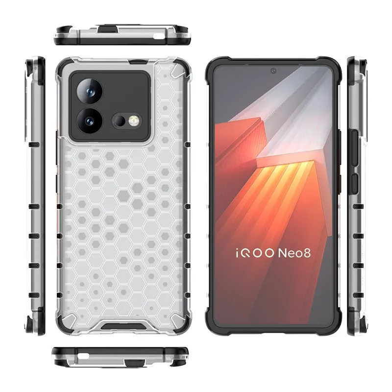 For IQOO Neo8 Pro Case IQOO Neo Neo5 Neo6 Neo7 Neo8 Cover 6.78 inch Shockproof Honeycomb Hard PC Protection Bumper For IQOO Neo8