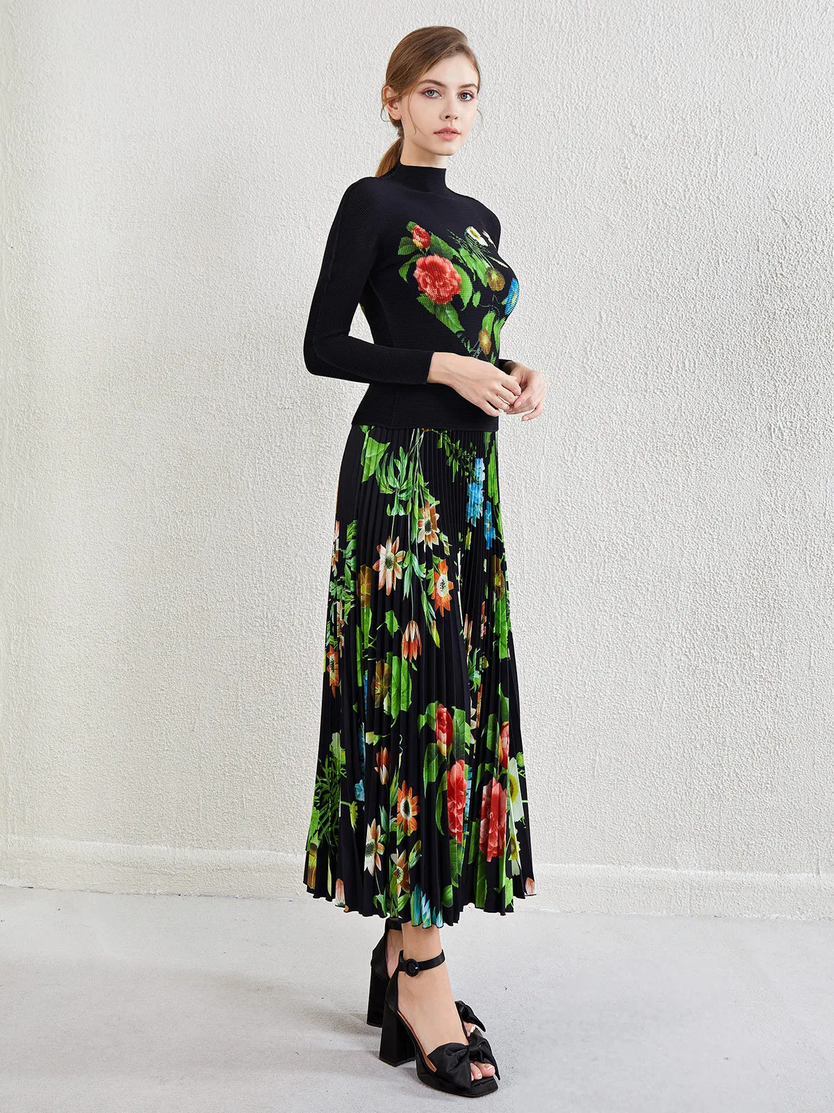 ZJYT 2025 Весенняя элегантная футболка с длинным рукавом цветочным принтом и