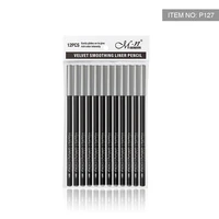 12pcsset menow p127 black eyeliner pencil waterproof eyebrow beauty pen eye liner pencil all black