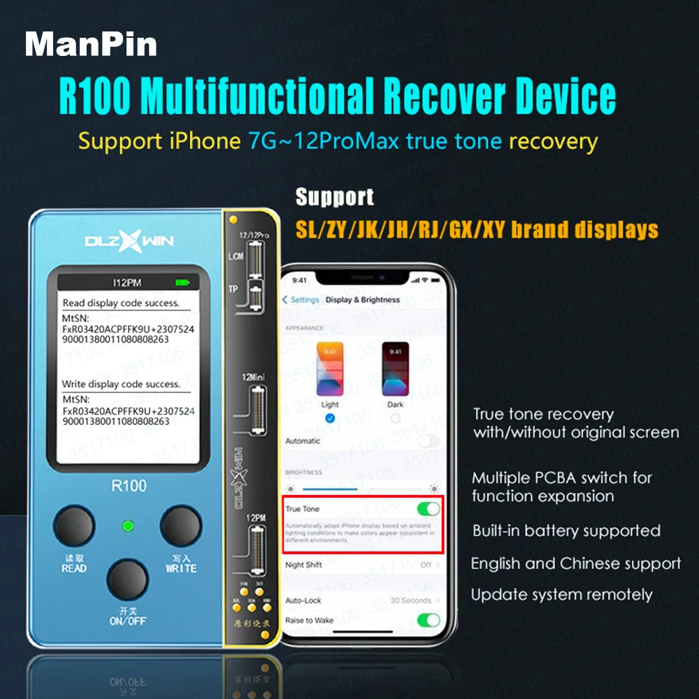 

Программатор R100 с восстановлением тона для iPhone 12, экран дисплея 11 Pro Max XR XS X 8 7 Plus, многофункциональный оригинальный ремонт цвета