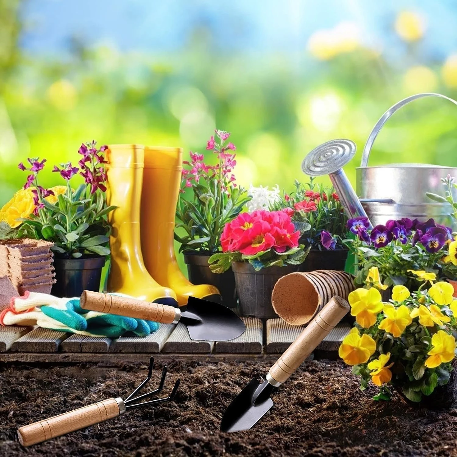 3 шт. садовые инструменты с деревянной ручкой из нержавеющей стали нержавеющая