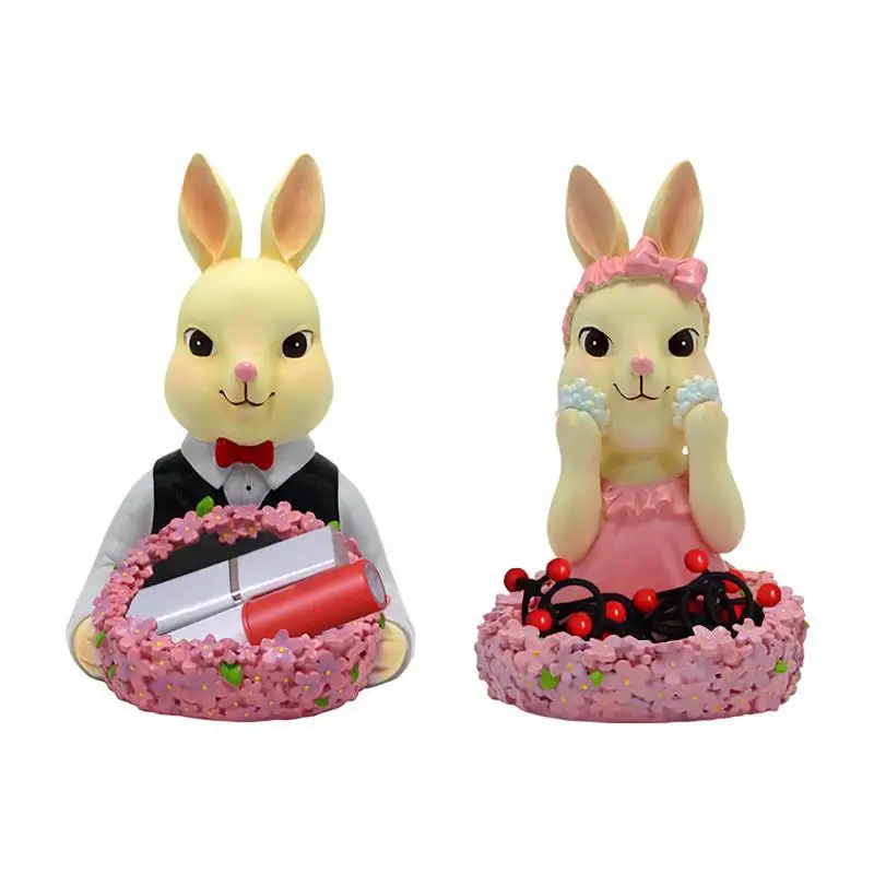 

Поднос для ювелирных изделий в виде кролика, статуя кролика из смолы, милая фигурка кролика для пары, поднос-органайзер в виде кролика, миниатюрные ювелирные изделия, поднос для ожерелья, сережек
