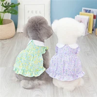 japanese dress for dog clothes bowknot pet clothing dogs printing floral costume cotton cute spring summer blue teddy ropa perro