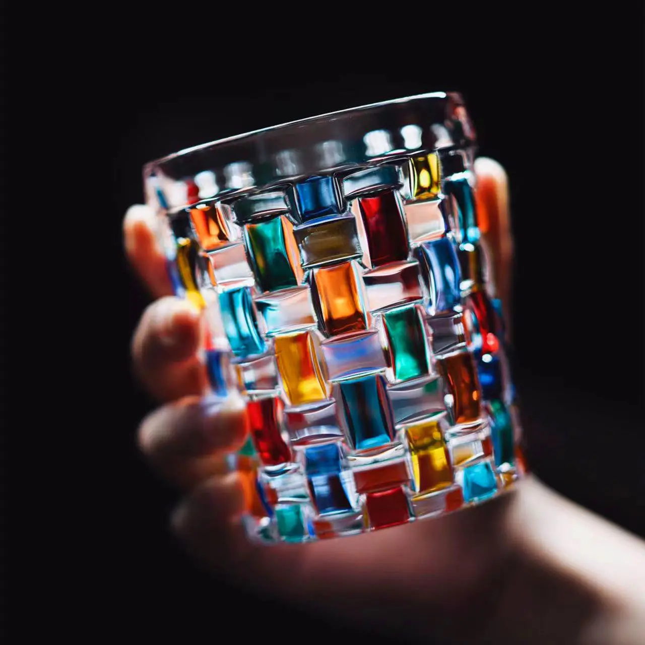 

Italian painted glass woven cup ins high color value small red book same rainbow cup colorful water cup