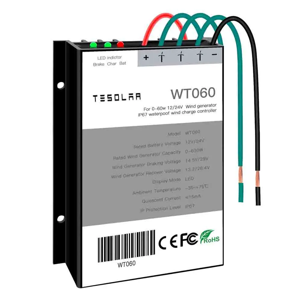 Auto Ip67 Gerador de Turbina Eólica Controlador Descarga Regulador de Freio Moinho de Vento para 400w 600 Gerador de Vento 600w 12v 24v