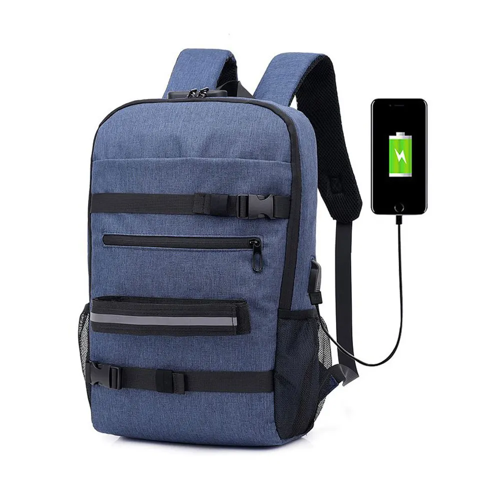 skateboard backpack bag anti theft password lock usb charging shoulder bag men women leisure travel computer bag longboard bag free global shipping