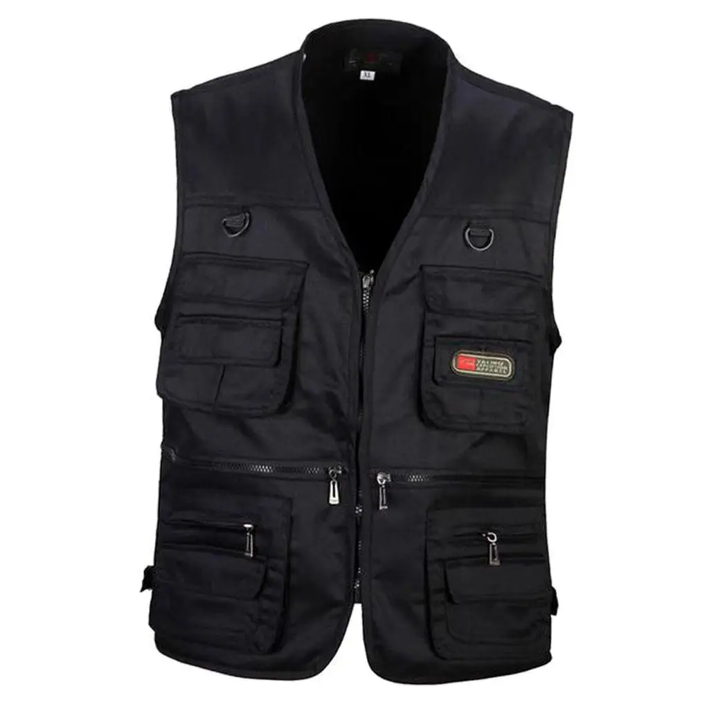 

Men s Utility Multi Pocket Zip Hunting Fishing Travel Outdoor Vest Khaki XXL